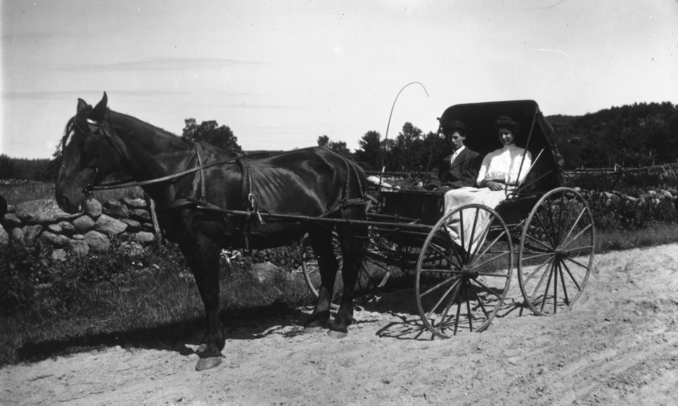 Unknown people in horse and buggy